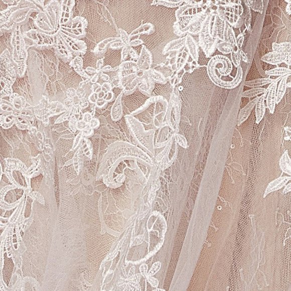 NEW LONG SLEEVELESS V-NECK MERMAID POLYESTER DRESS EMBROIDERED WITH LACE NX H493 - Picture 11 of 11